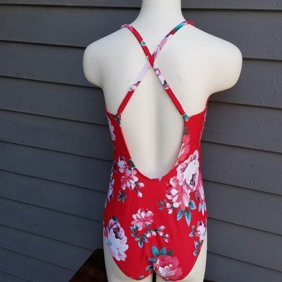 Kona Sol Swim Red Floral One Piece Swim Suit size large - Picture 11 of 12